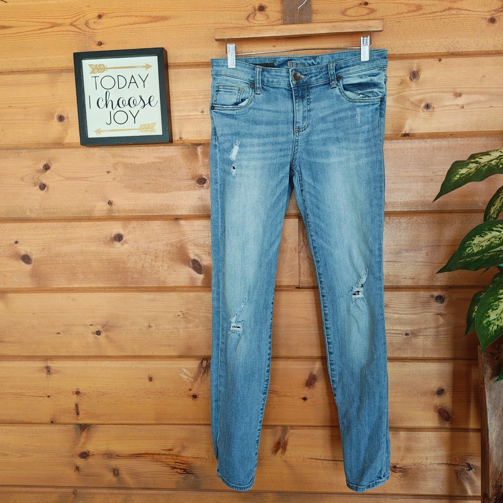 Kut from the Kloth Boyfriend Jeans Distressed Stone Wash SP017ME1 Sz 2(30) x 32"